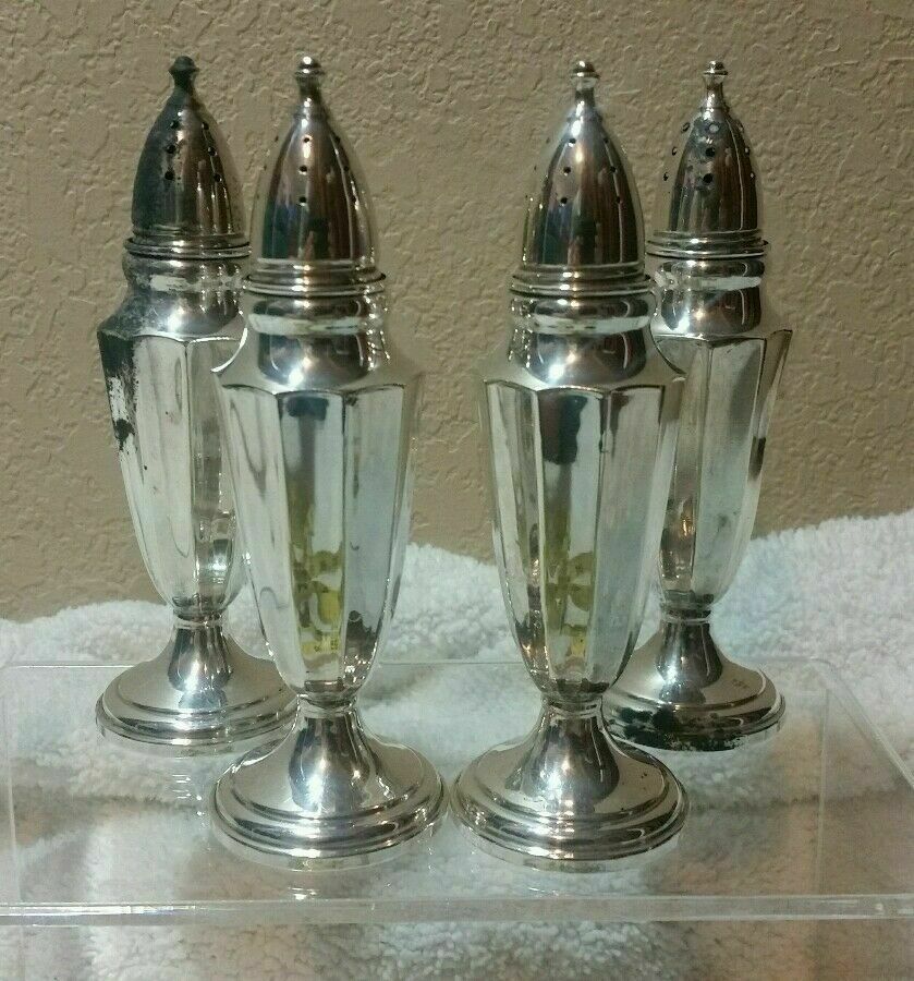 M Fred Hirsch Co Sterling Silver Salt & Pepper Shakers 646 Weighted 240 Grams